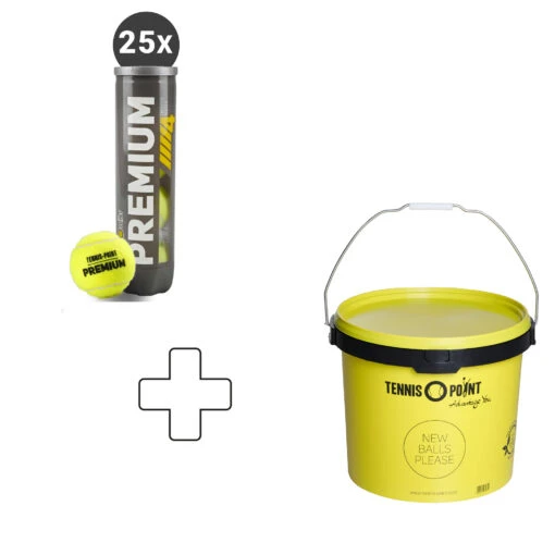 25 X Premium Tube De 4 + Seau À Balles -Wilson Soldes 0127200000 000